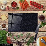 ANTİBAKTERİYEL CAM KESME TAHTASI | BASKILI KESİM TABLASI | 25x35 cm
